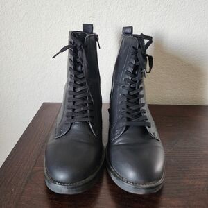 Classic Amore Black Leather Women's Combat Boots Size 7.5